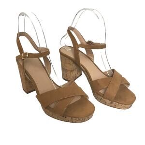 Attention Women's Wallis Platform Heels Tan Taupe Dress Sandals Size 6